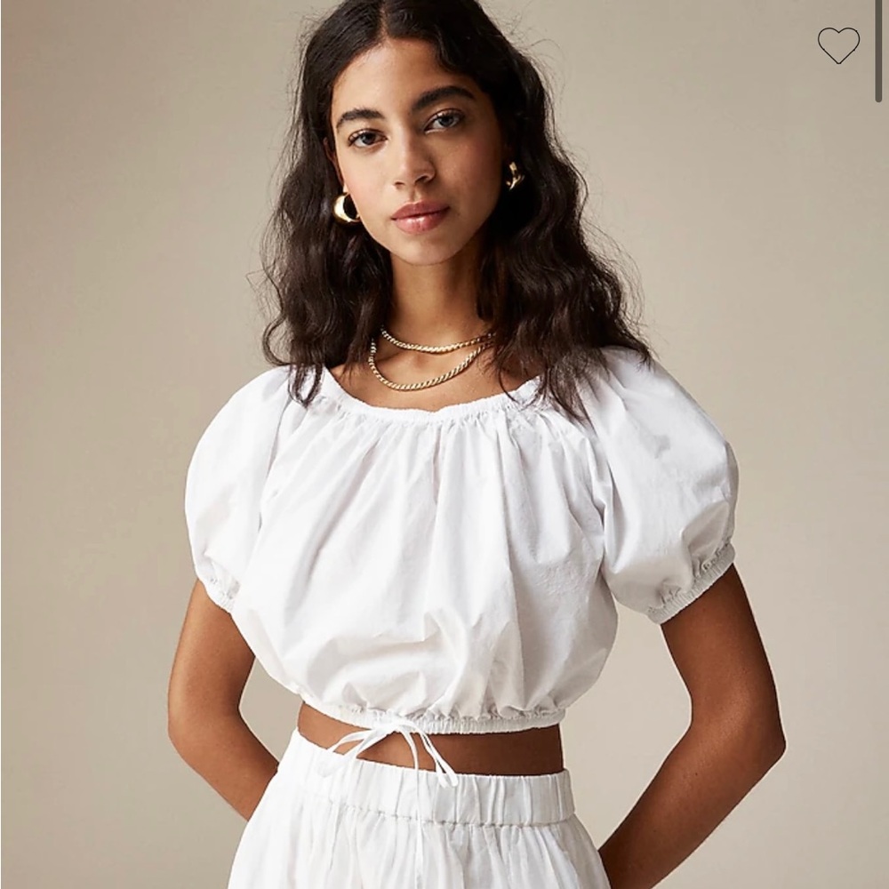 NWT J. Crew Cinched Waist Cropped Top in Cotton Poplin